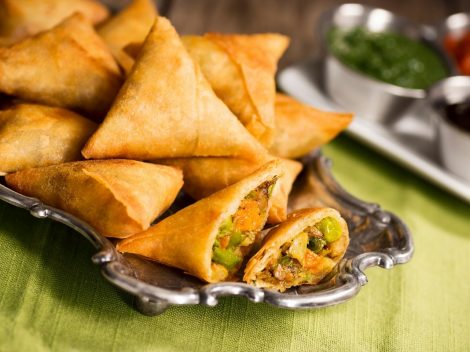 World street food. India: vada pav, samosas, chaat