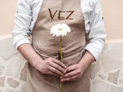 The young couple serving edible flowers in a small restaurant in the largest Albanian colony in Puglia