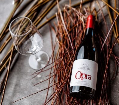 A bottle of Madrevite's Opra wine
