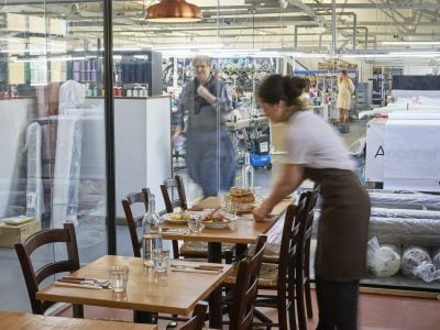 The Italian restaurant inside a clothing factory in London