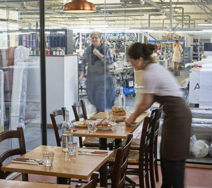 The Italian restaurant inside a clothing factory in London